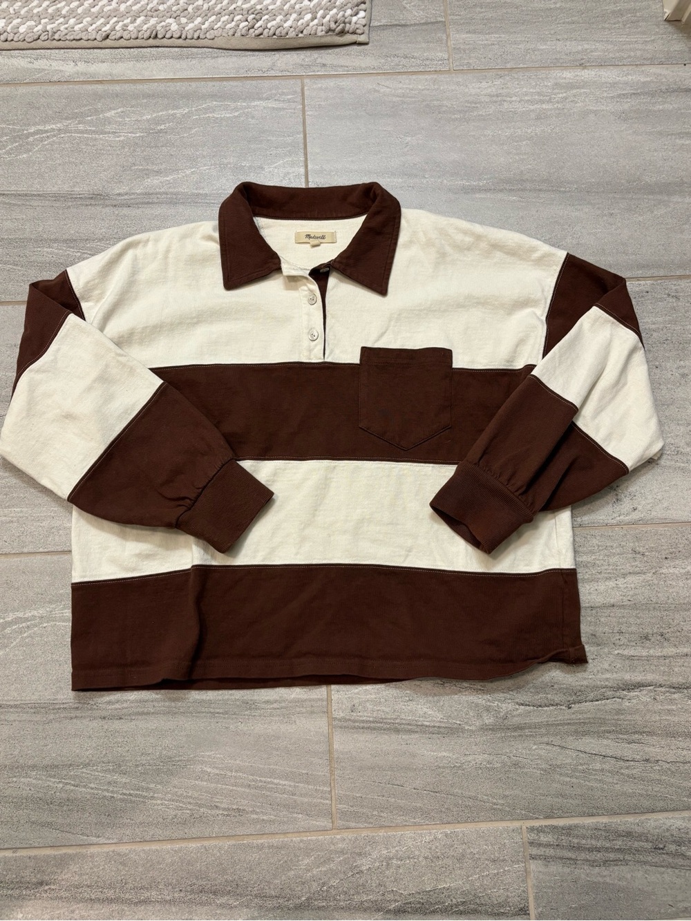 Madewell Striped Rugby Polo Shirt - Picture 6 of 11
